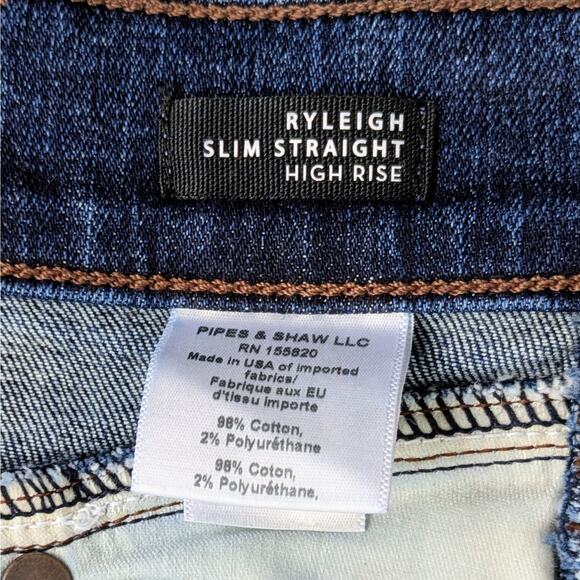 Veronica Beard Ryleigh Jeans 26 Blue Button Fly Slim Straight High Rise Stretch - Picture 9 of 11